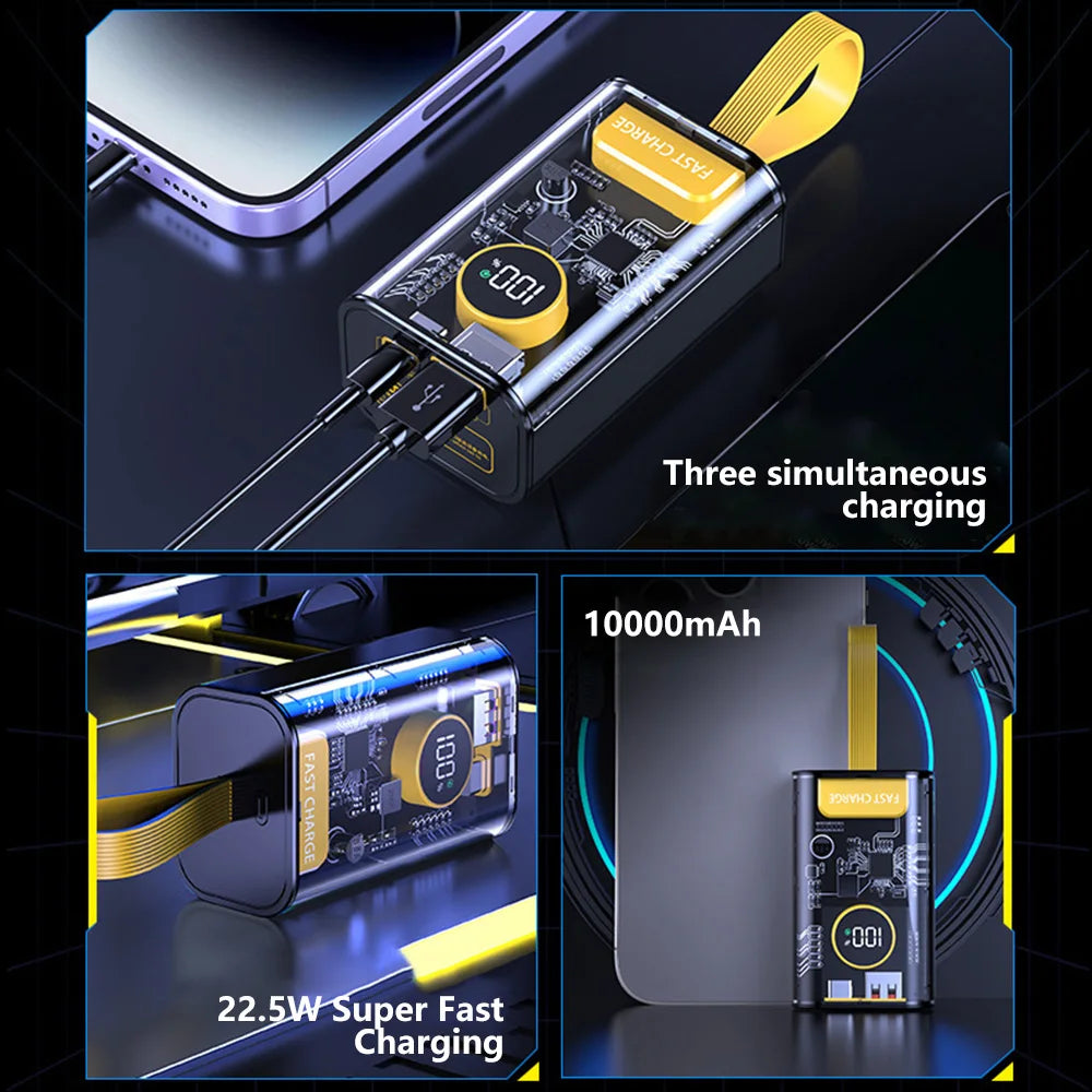 DIY Mobile Power PD22.5W Fast Charging Portable Power Bank 18650/21700 Battery Case With Battery Level Display Phone Accessorie