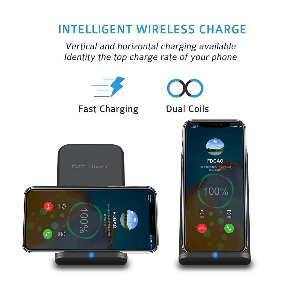 DCAE 30W Wireless Charger Stand For iPhone 15 14 13 12 11 XR 8 Induction Fast Charging Station for Samsung S22 S21 Phone Holder