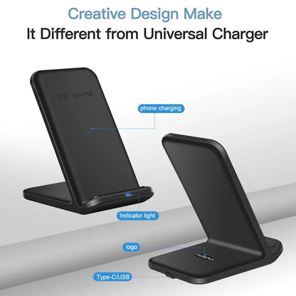 DCAE 30W Wireless Charger Stand For iPhone 15 14 13 12 11 XR 8 Induction Fast Charging Station for Samsung S22 S21 Phone Holder