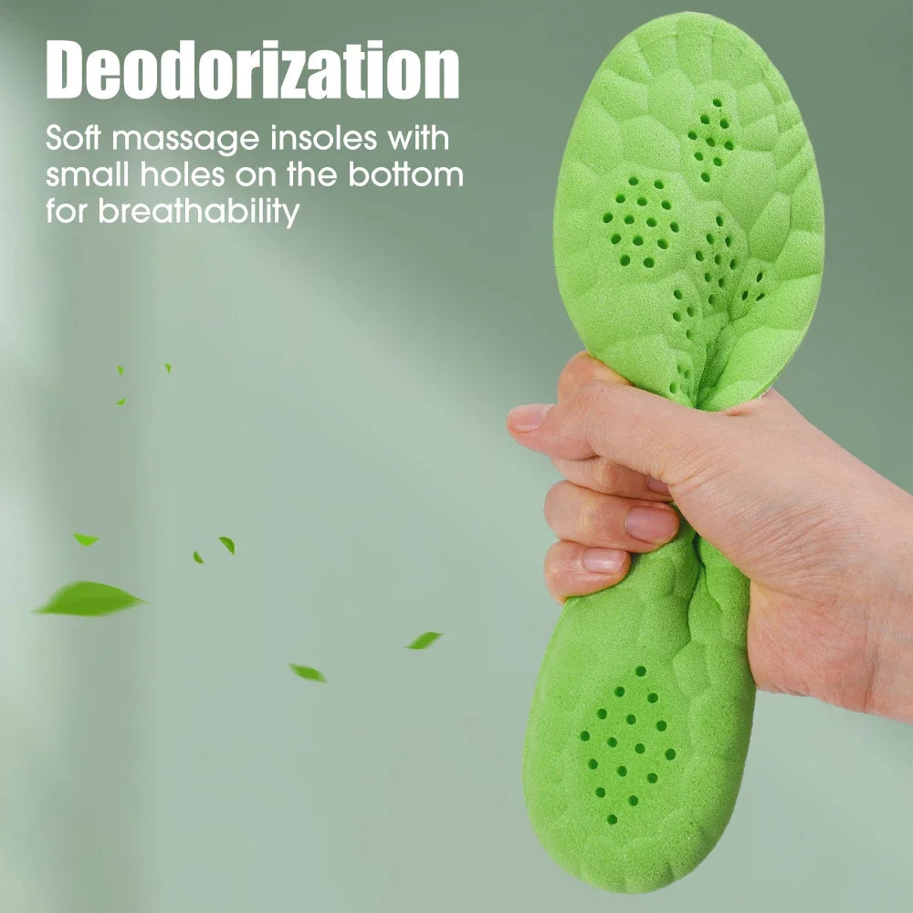 4D Latex Sport Insoles Soft High Elasticity Shoe Pads Orthotic Breathable Deodorant Shock Absorption Cushion Arch Support Insole