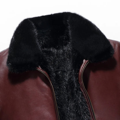 Leather Jacket Winter Jacket Men Real Mink Fur Liner Coat Genuine Sheepskin Coat Plus Size Veste Homme LSY088259 MY2243