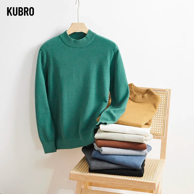 KUBRO Sweater Men Casual High Quality Cotton Pullover Knitted Sweaters Male 2023 Winter Fashion Brand Men‘s Pullover Sweaters