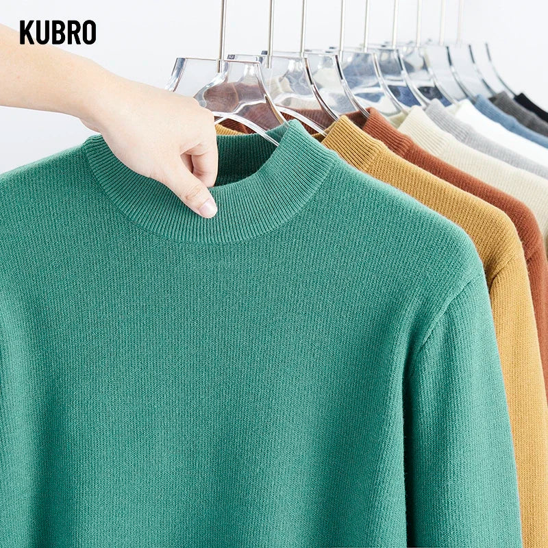 KUBRO Sweater Men Casual High Quality Cotton Pullover Knitted Sweaters Male 2023 Winter Fashion Brand Men‘s Pullover Sweaters