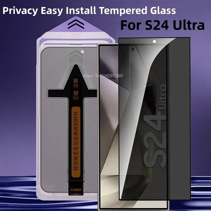 Premium Tempered Glass For Samsung Galaxy S24 Ultra S24+Plus S24Ultra Easy Installation Glass Privacy Dust Free Screen Protector