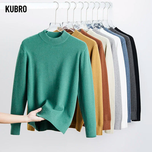 KUBRO Sweater Men Casual High Quality Cotton Pullover Knitted Sweaters Male 2023 Winter Fashion Brand Men‘s Pullover Sweaters