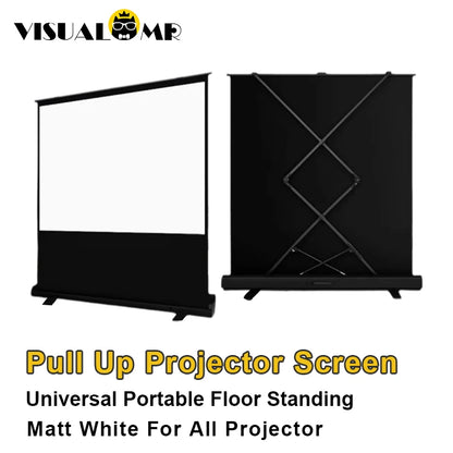 Portable Projector Screen Pull Up 60-120inch Projection with Stand 16:9 4:3 Screen 4K 8K for Home Cinema Outdoor Camping Office