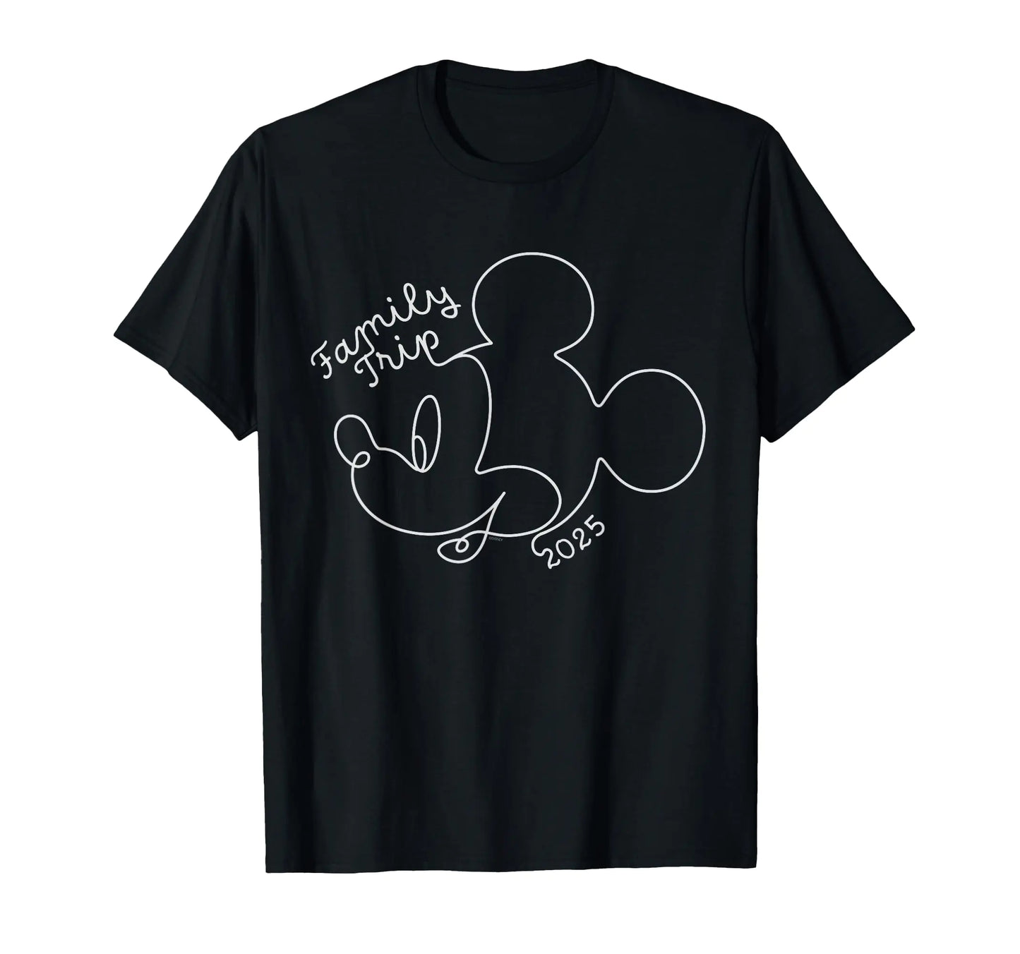 T-Shirt Disney Mickey Mouse Dessin au Trait Famille Voyage Vacances 2025