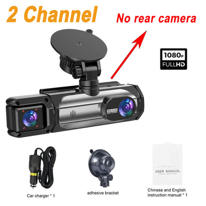 3 caméras Dash Cam 1080P caméra de recul avant et arrière Vision nocturne moniteur de stationnement voiture DVR 3 voies enregistreur vidéo de voiture avec cadeau