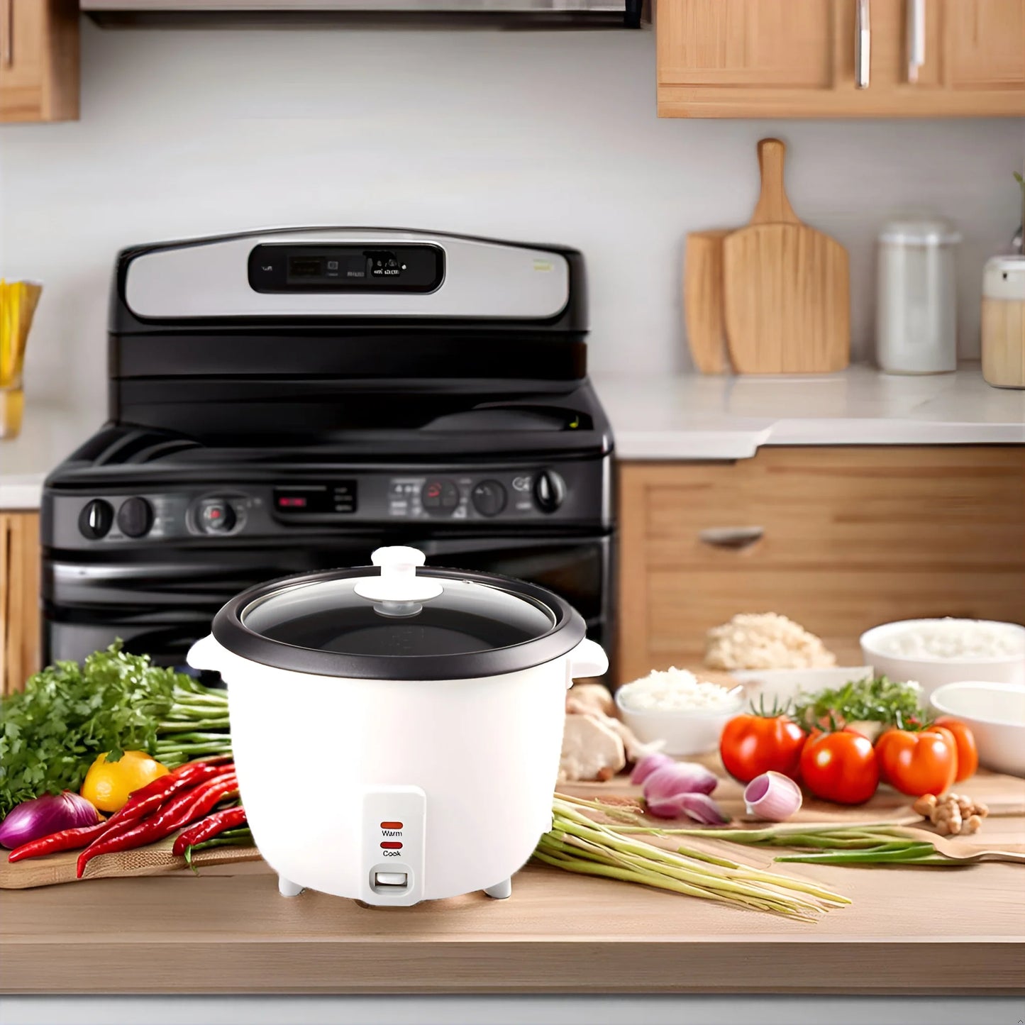 1L 500W Electric Rice Cooker, Electric Rice Cooker, Steamer and Glass Lid, Easy to Clean