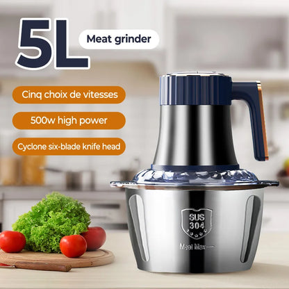 Electric Meat Grinders 5L Food Crusher 6S Stainless Steel Multifunctional Vegetable Slicer Processor Chopper Kitchen Appliances