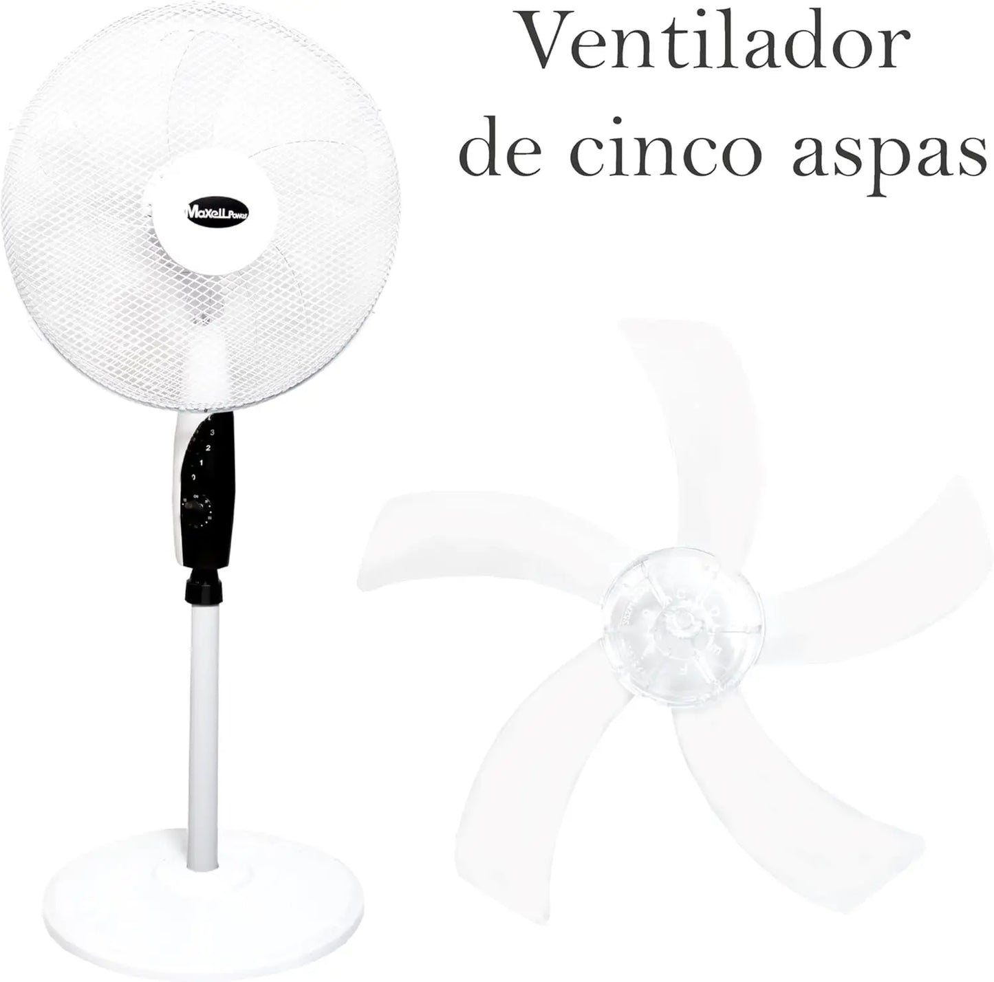 Swing foot fan, 3 levels of ventilation, height adjustable, 50 W, white, blade size 40 cm