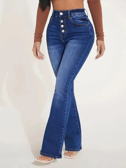 2023 Fall New High Waist Boot Cut Jeans For Women Fashion Stretch Slim Denim Flared Pants Casual trousers S-2XL Drop Shipping