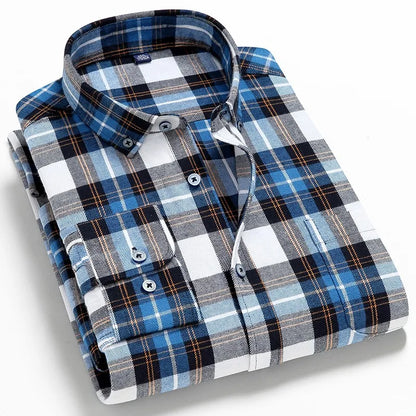 2022 New Men Plaid 100% Cotton Spring Autumn Casual  Long Sleeve Chemise Homme Male Check Shirts