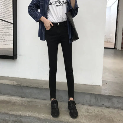 Womens Ankle-length Jeans Casual High Wasit Skinny Denim Pants Retro Leggings Vaqueros Streetwear Slim Pantalone Stretch Trouser