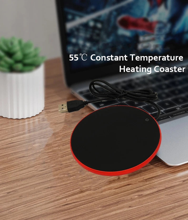 DC 5V USB Coffee Mug Cup Warmer Milk Tea Water Cup Heating Electric Touch Pad Temperature Adjustable Hot Tea Maker Heater Warmer