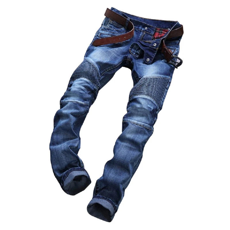 High-quality New Mens Ripped Jeans Cotton Black Slim Skinny Motorcycle Jeans Men Vintage Distressed Denim Jeans Hiphop Pants