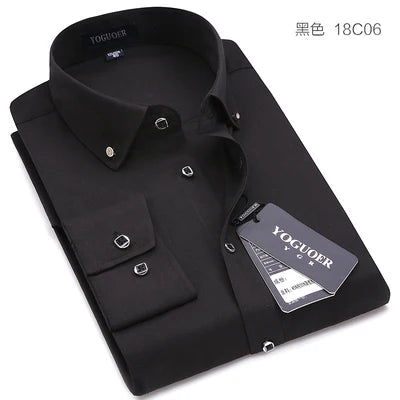 2023 Spring/Autumn Men's Slim Fit Long Sleeve Dress Shirt Europe Business Causal Border Shirt High Quality Wedding Grooms Shirts