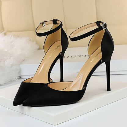 Bigtree Shoes Women High Heels 10cm Sexy Sandals Wedding Bridal Shoes Silk Glitter Heels Fetish Stiletto Woman Pumps Blue 34-43