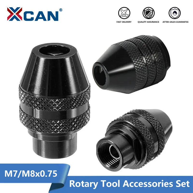 XCAN Drill Chuck M7 M8 0.3-3.2mm Keyless Impact Driver Adaptor Electric Micro Motor Clamp Mini Chuck Fixture Drill Bits Adapter