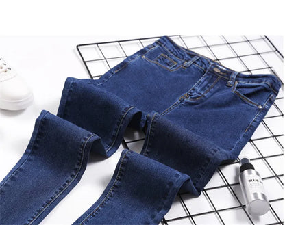 Womens Ankle-length Jeans Casual High Wasit Skinny Denim Pants Retro Leggings Vaqueros Streetwear Slim Pantalone Stretch Trouser