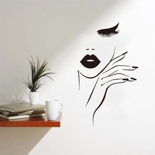 Spa Nail Manicure Hair Salon Wall Sticker Fashion Woman Eyelash Studio Wall Decal Vinyl Home Window Decor Removable