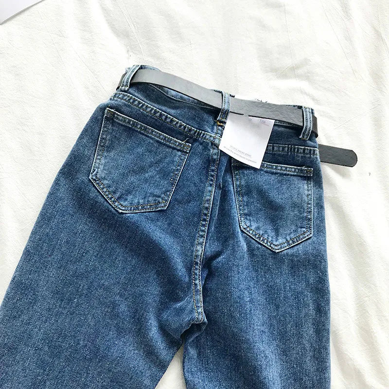 Neploe BF Korean High Waist Jeans Women Solid Belt Harem Pants Loose Casual New High Street Denim Trousers Pantalon Femme 90231