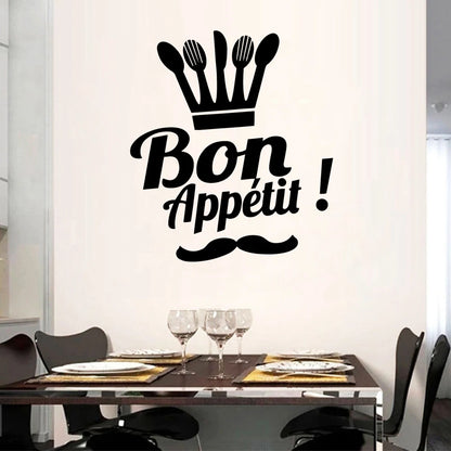 Funny Bon Appetite Wall Stickers Decals For Kitchen Living Room Dining Room Home Decoration Accessories Wall Decor