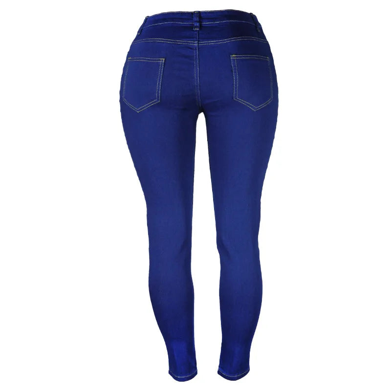 XS-6Xl High Waist Stretch Skinny Pencil Jeans Pants Women Plus Size Denim Trouser