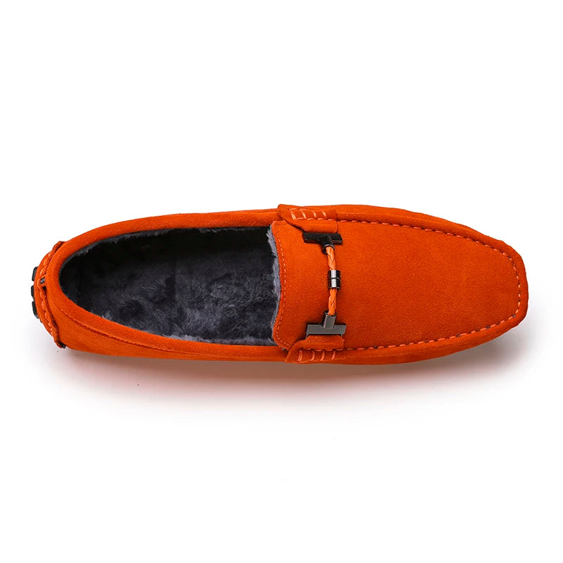 Brand Winter Hot Sell Moccasins Men Loafers High Quality Genuine Leather Shoes Men Flats Warm Plush Driving Shoes Big Size 38-47