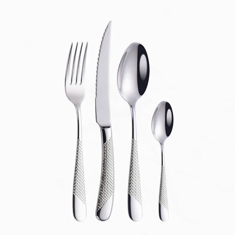 Golden Spoon Dinnerware Set Stainless Steel Tableware Set Western Home Kitchen Knife Fork Spoon Luxury Cutlery Set Bright Light