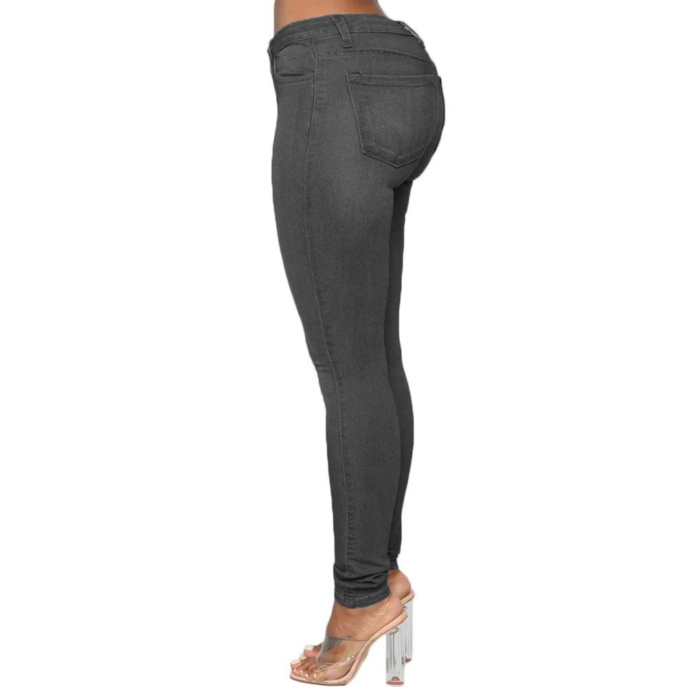 XS-6Xl High Waist Stretch Skinny Pencil Jeans Pants Women Plus Size Denim Trouser