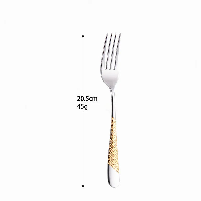 Golden Spoon Dinnerware Set Stainless Steel Tableware Set Western Home Kitchen Knife Fork Spoon Luxury Cutlery Set Bright Light