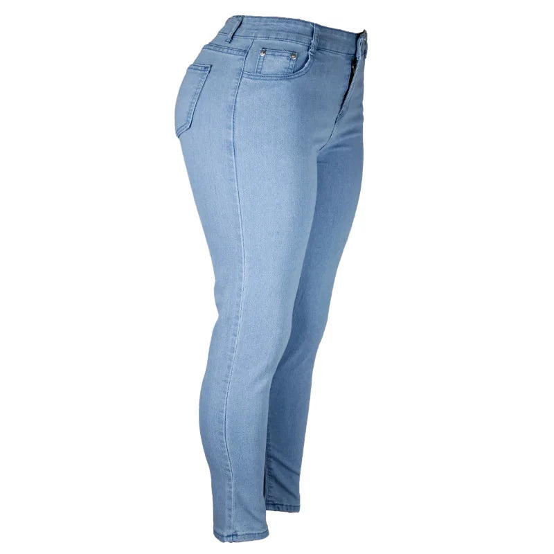 XS-6Xl High Waist Stretch Skinny Pencil Jeans Pants Women Plus Size Denim Trouser