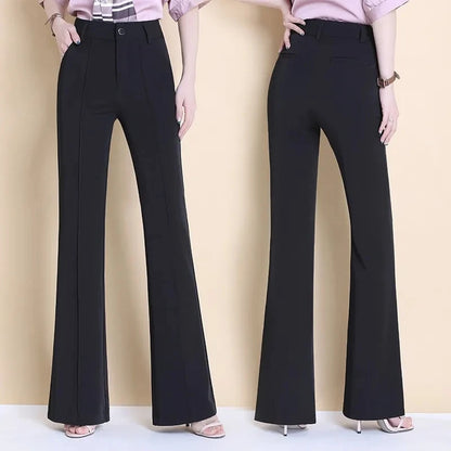 Women2021New Spring Summer White Micro Trouser Female High-Waisted Thin Drape Casual Pant Fashion Wide-Leg Stretch Trousers A127