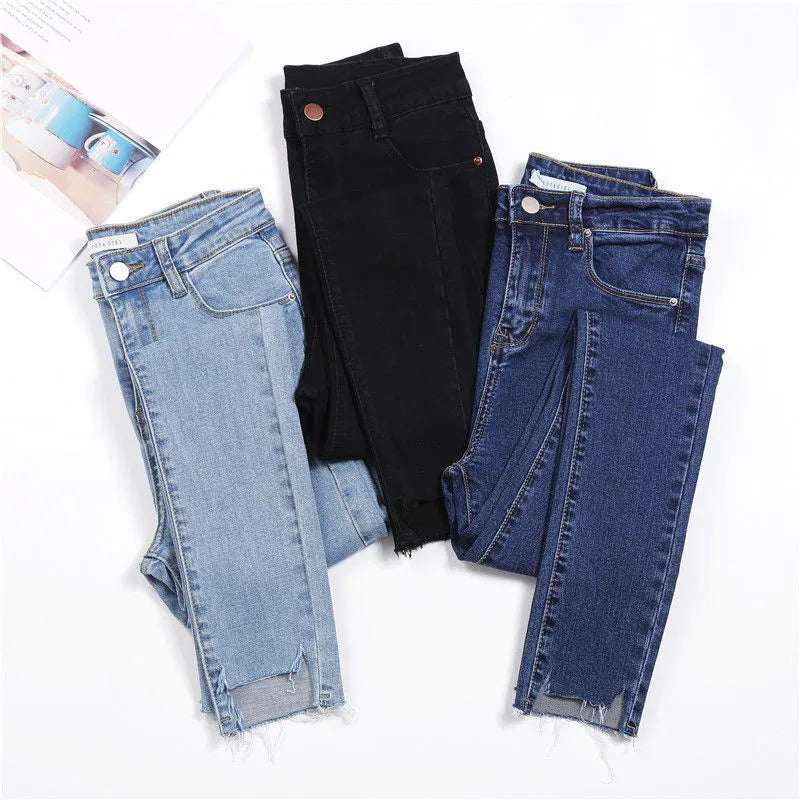 Womens Ankle-length Jeans Casual High Wasit Skinny Denim Pants Retro Leggings Vaqueros Streetwear Slim Pantalone Stretch Trouser