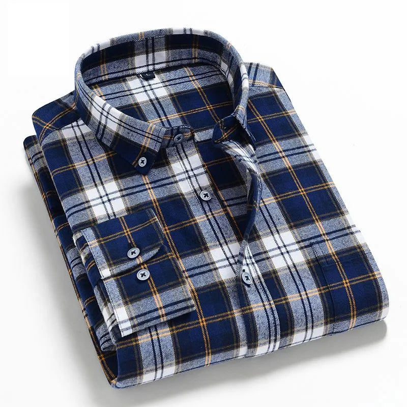 2022 New Men Plaid 100% Cotton Spring Autumn Casual  Long Sleeve Chemise Homme Male Check Shirts