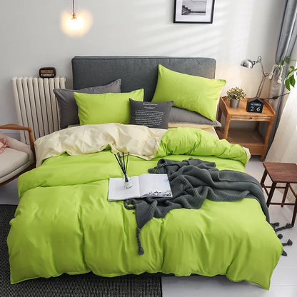 3/4PCS of Pure Green color simplicity bedding set,bedroom Bed sheet Duvet Cover Pillowcase bed set,King Queen Full Single