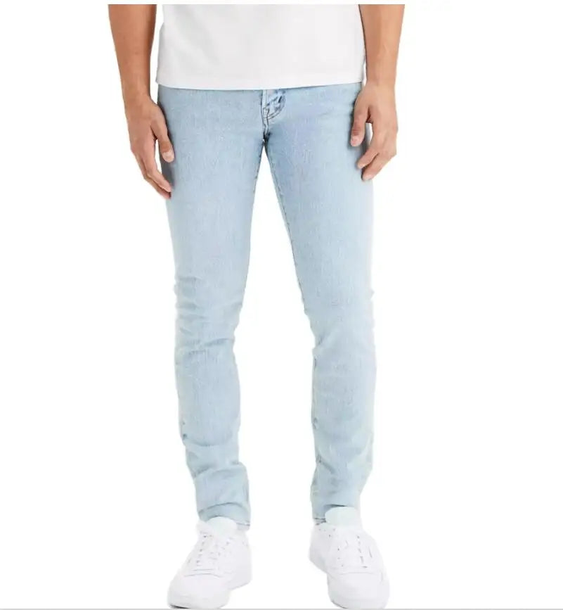 Men Light Blue Denim Jeans Fashion Skinny Stretch Casual New Autumn Winter Pants