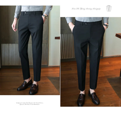 Brisith Style Simple Solid Business Dress Suit Pants Men Clothing All Match Slim Fit Casual Office Trousers Formal Wear 4Colors