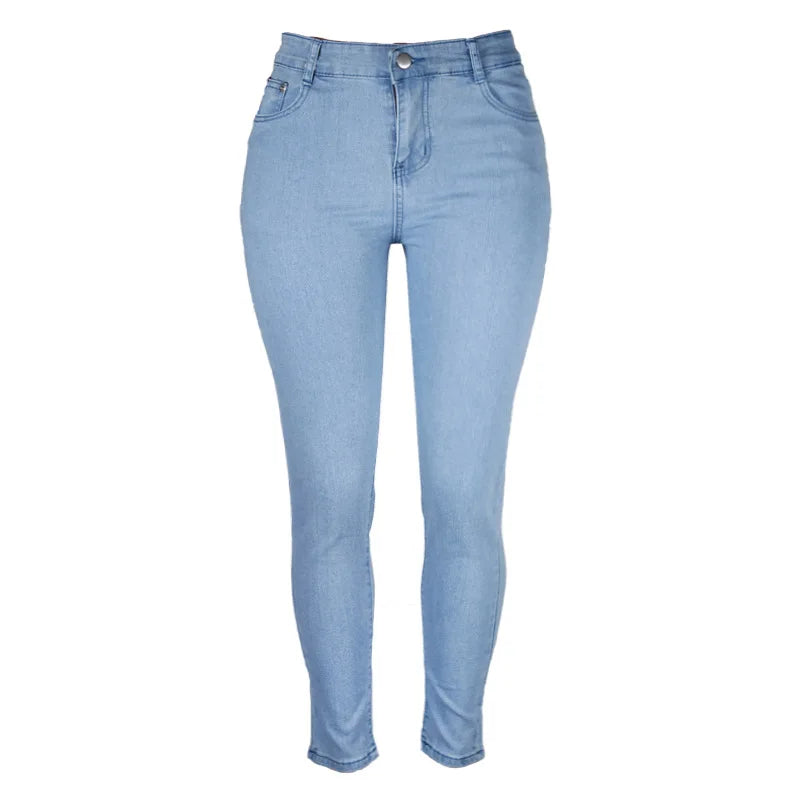 XS-6Xl High Waist Stretch Skinny Pencil Jeans Pants Women Plus Size Denim Trouser