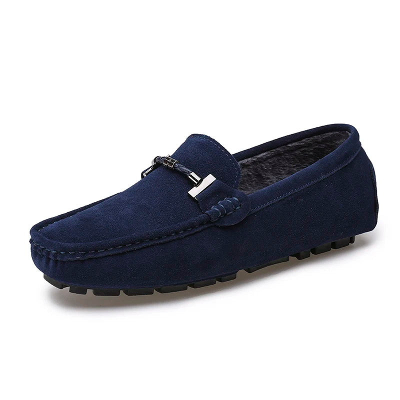 Brand Winter Hot Sell Moccasins Men Loafers High Quality Genuine Leather Shoes Men Flats Warm Plush Driving Shoes Big Size 38-47