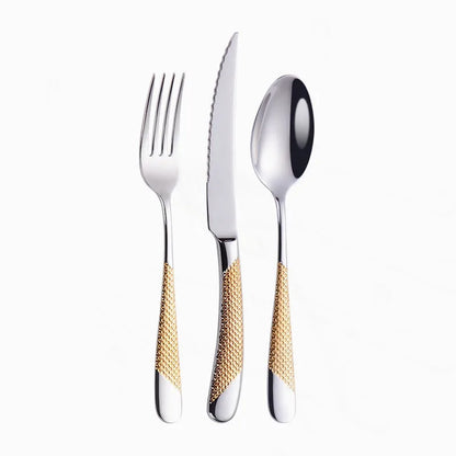 Golden Spoon Dinnerware Set Stainless Steel Tableware Set Western Home Kitchen Knife Fork Spoon Luxury Cutlery Set Bright Light