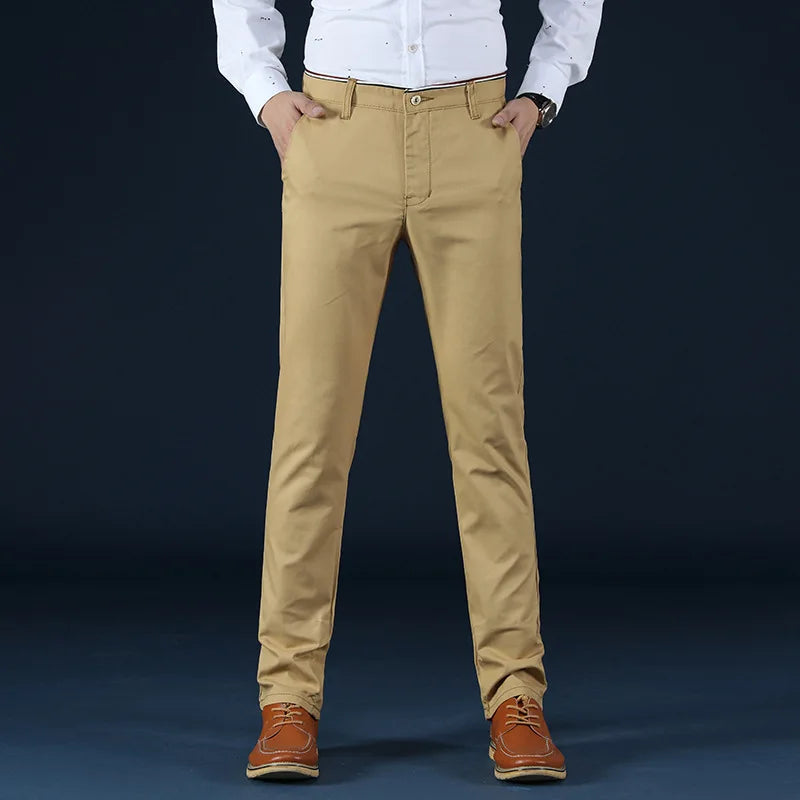 2024 New Korean Men Casual Pants Slim Fit Trousers High Quality Straight Pants Men