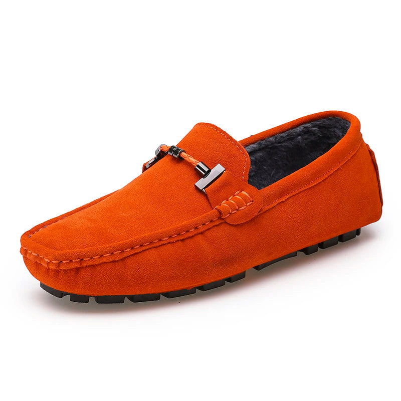 Brand Winter Hot Sell Moccasins Men Loafers High Quality Genuine Leather Shoes Men Flats Warm Plush Driving Shoes Big Size 38-47