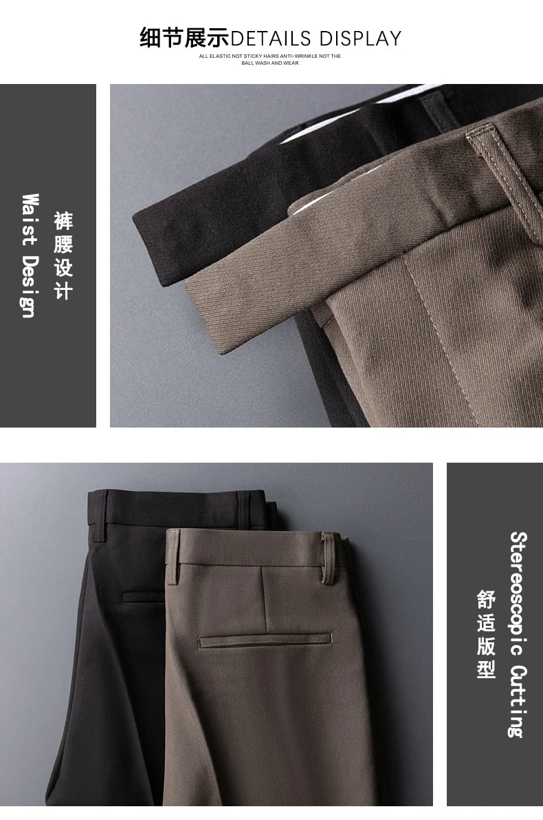 2023 Men Suit Pants High Quality Men Solid Color Slim Fit Dress Pants Slim Fit Office Business Men Trousers Plus Size 28-36