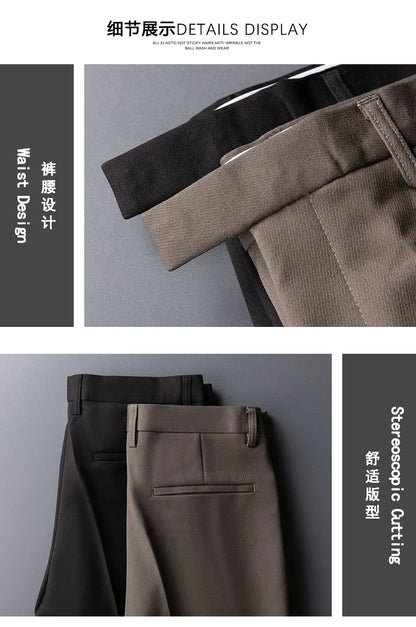 2023 Men Suit Pants High Quality Men Solid Color Slim Fit Dress Pants Slim Fit Office Business Men Trousers Plus Size 28-36