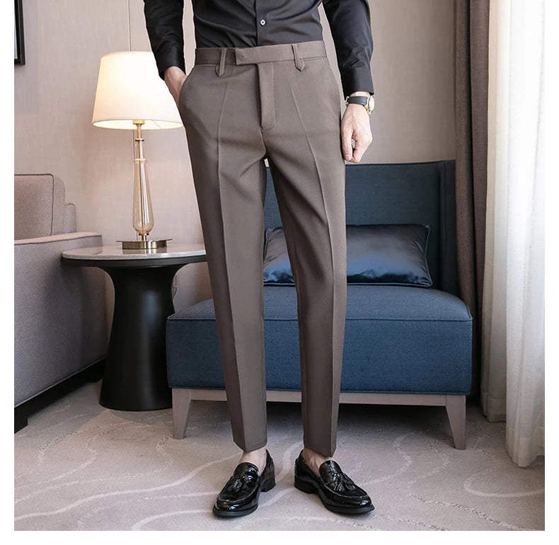 2023 Men Suit Pants High Quality Men Solid Color Slim Fit Dress Pants Slim Fit Office Business Men Trousers Plus Size 28-36