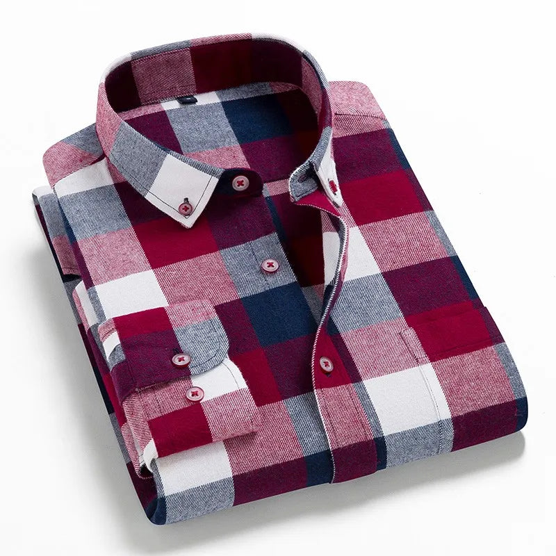 2022 New Men Plaid 100% Cotton Spring Autumn Casual  Long Sleeve Chemise Homme Male Check Shirts