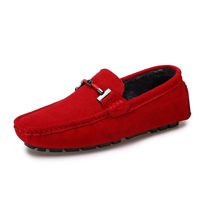 Brand Winter Hot Sell Moccasins Men Loafers High Quality Genuine Leather Shoes Men Flats Warm Plush Driving Shoes Big Size 38-47