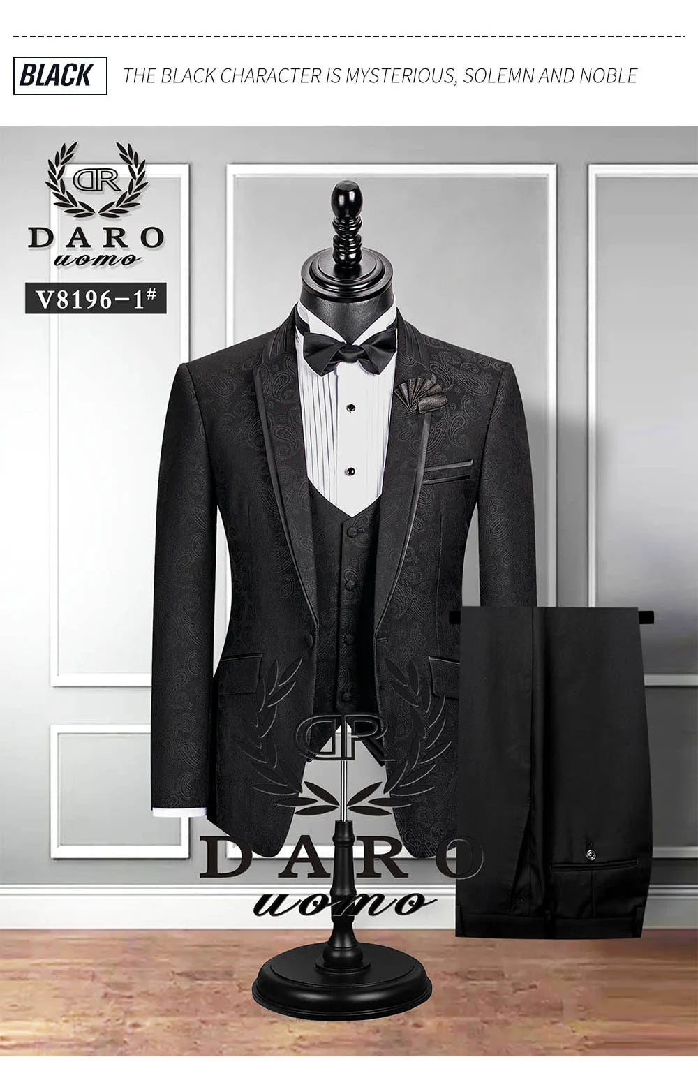 2023 DR  DARO UOMO Men Suits Slim Fit Bridegroom Wedding Tuxedo  3 Piece  Black Gold White Royalblue DRV8196